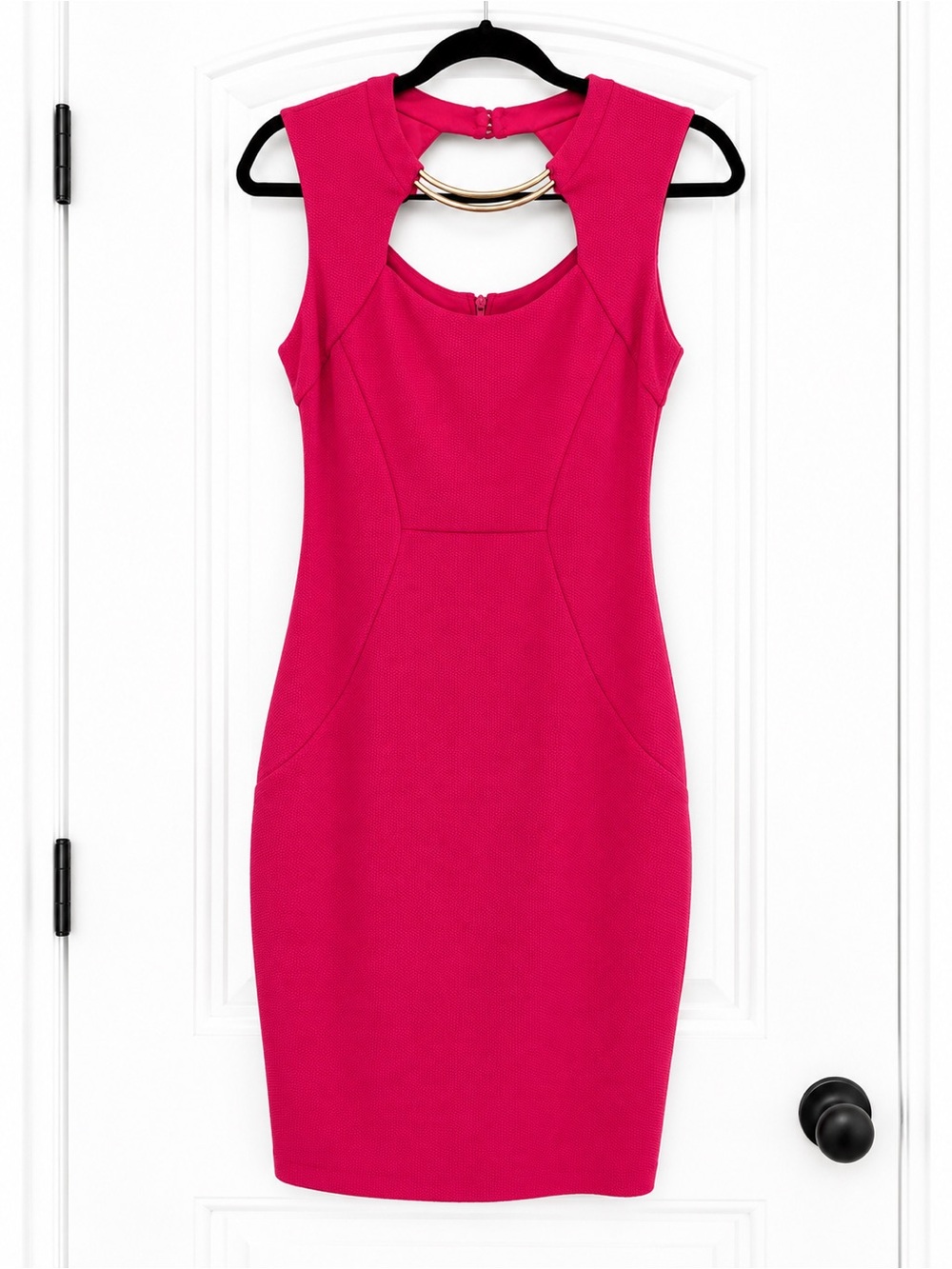 Bisou Bisou Hot Pink Keyhole Sheath Dress